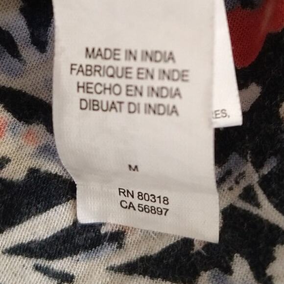 Lucky Brand Boho Floral V-Neck Peasant Top Size M Asymmetrical Hem - Picture 7 of 12